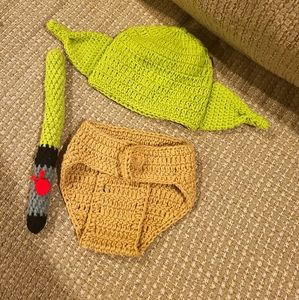 Crochet baby yoda costume